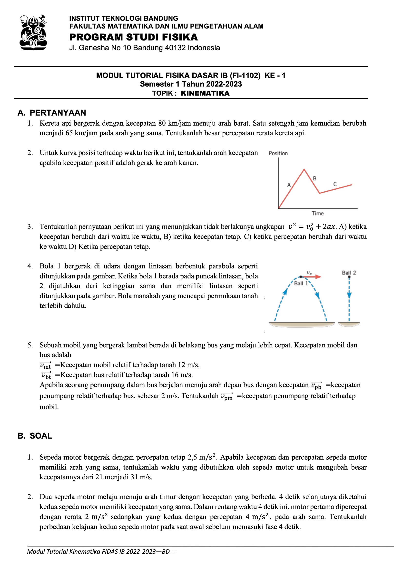 Tutorial Modul 1 Fisika 1B ITB Tahun 2022-2023 | MES Consulting